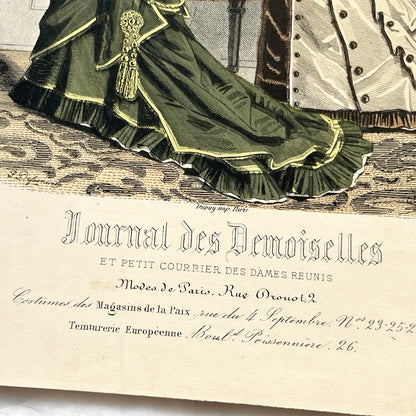 1880s - Elegant French Fashion Plate - Journal des Demoiselles - Modeles de Paris - Antique Women's Style - Vintage Costume Print