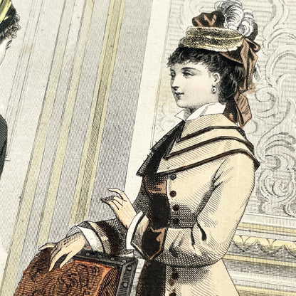 1880s - Elegant French Fashion Plate - Journal des Demoiselles - Modeles de Paris - Antique Women's Style - Vintage Costume Print