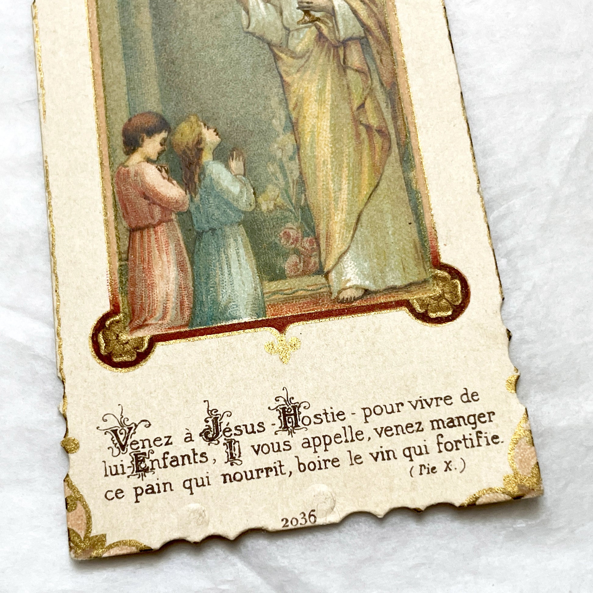 1910s - 3 Vintage Religious Cards - French Holy Communion Prayer Cards - Ornate Catholic Art - Ephemera for Junk Journals and Scrapbooking