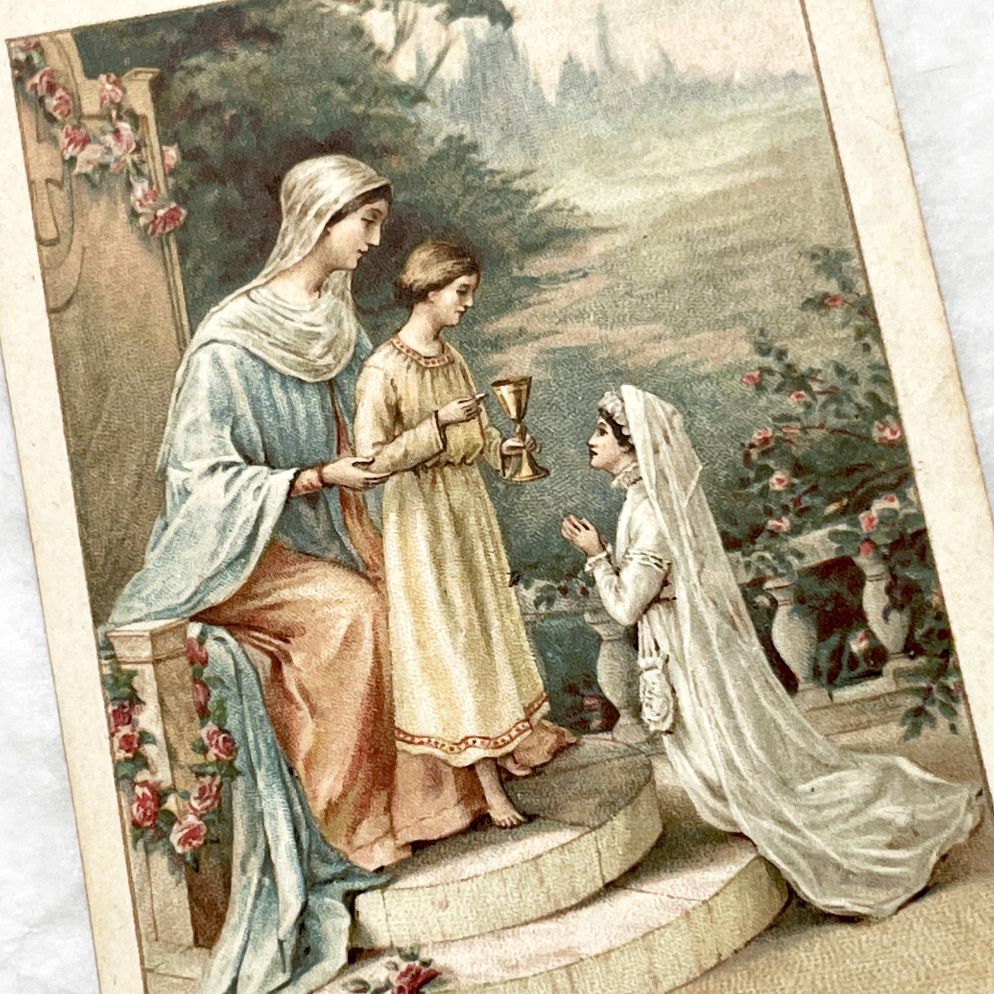 1920s - 3 Antique French Religious Holy Cards - First Communion - Sacred Art - Vintage Catholic Prayer Devotional Souvenirs