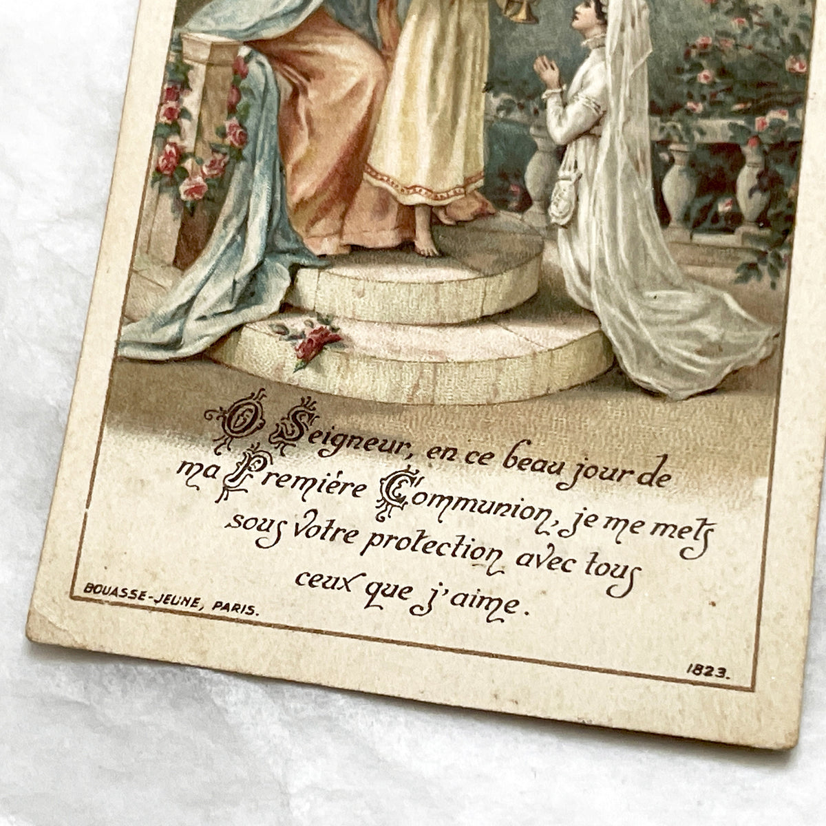 1920s - 3 Antique French Religious Holy Cards - First Communion - Sacred Art - Vintage Catholic Prayer Devotional Souvenirs