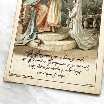 1920s - 3 Antique French Religious Holy Cards - First Communion - Sacred Art - Vintage Catholic Prayer Devotional Souvenirs