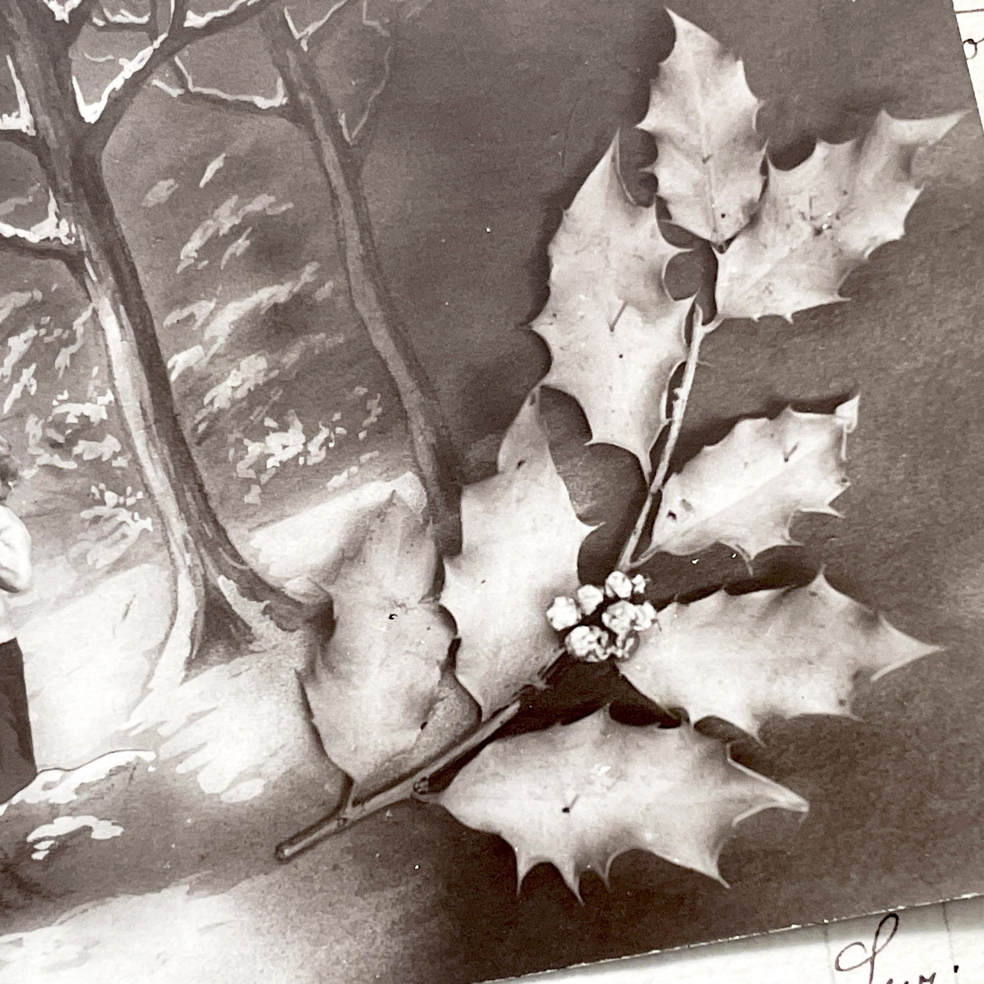 1910s - Antique French Postcard - Winter Scene - New Year Greetings - Sepia Tone Art - Vintage Ephemera Collectible