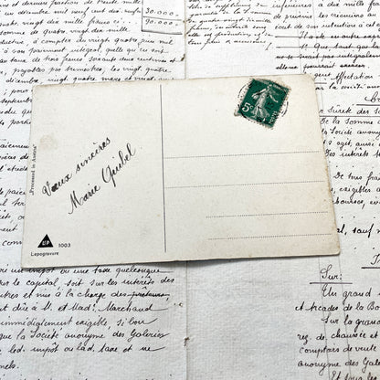 1910s - Antique French Postcards - Winter Village Scenes - New Year Greetings - Sepia Tone Art - Vintage Ephemera Collectible