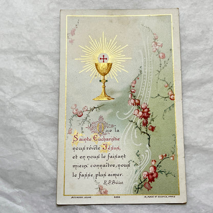1900s - Antique First Communion Card - Religious Ephemera - Gold Chalice - Vintage Catholic Sacrament Souvenir - Collectible Holy Card