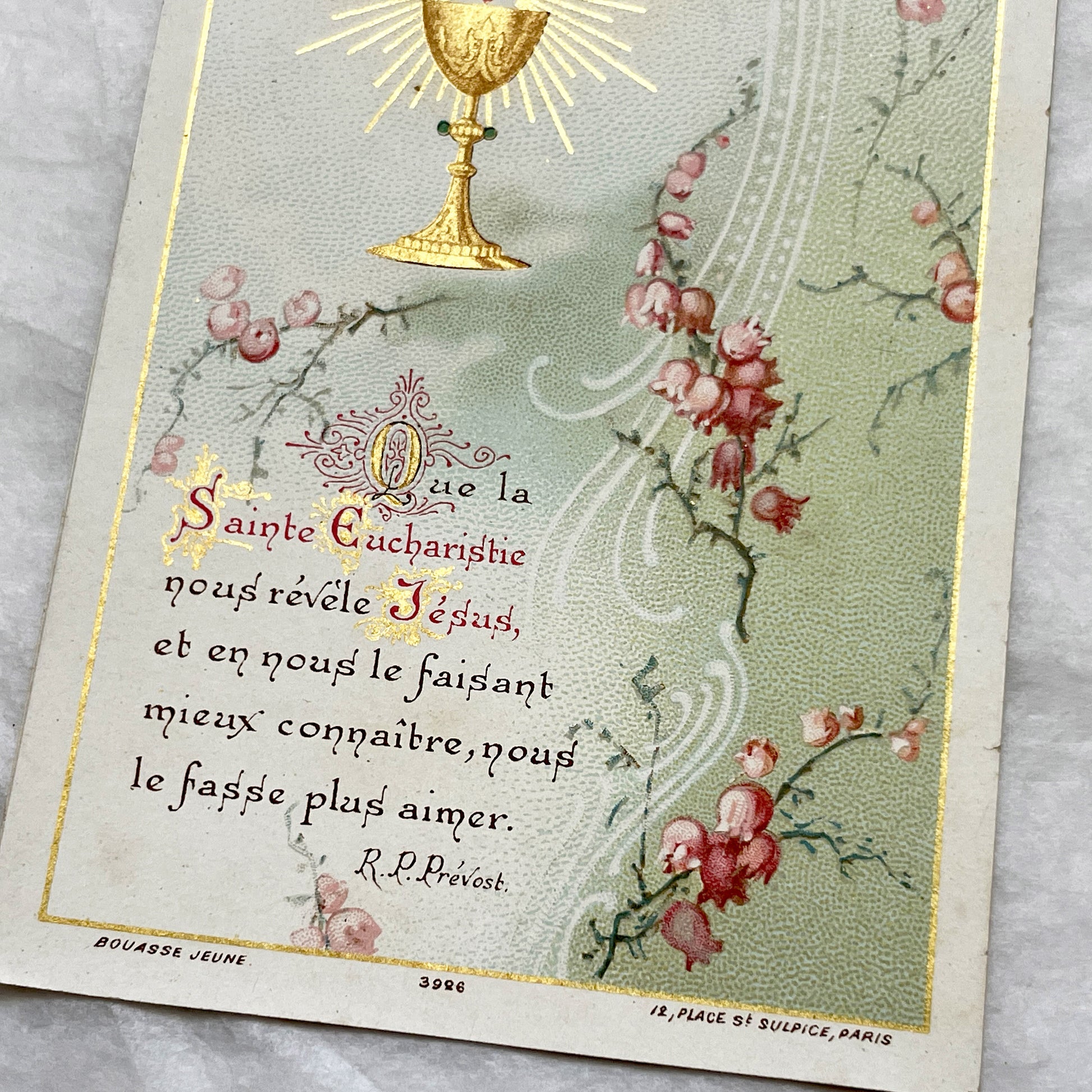 1900s - Antique First Communion Card - Religious Ephemera - Gold Chalice - Vintage Catholic Sacrament Souvenir - Collectible Holy Card