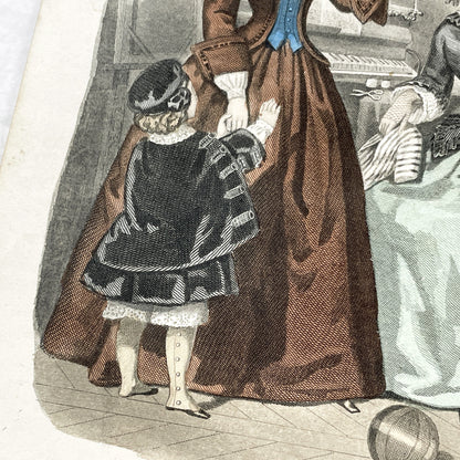1850s - Exquisite French Fashion Plate - Journal des Demoiselles - Authentic 1853 Victorian Era Hand-Colored Print - Antique Lifestyle Art
