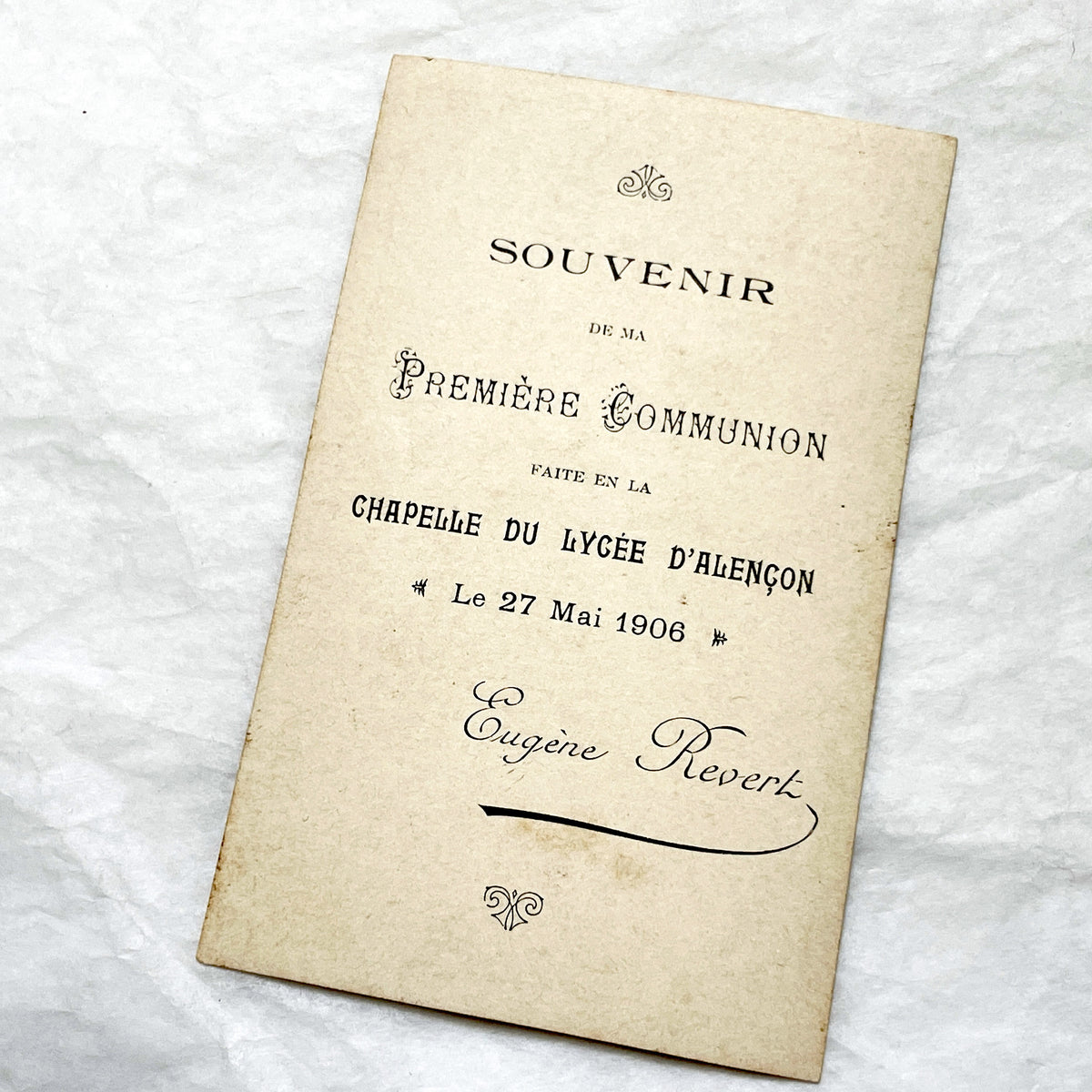 1900s - Antique First Communion Card - Religious Ephemera - Gold Chalice - Vintage Catholic Sacrament Souvenir - Collectible Holy Card