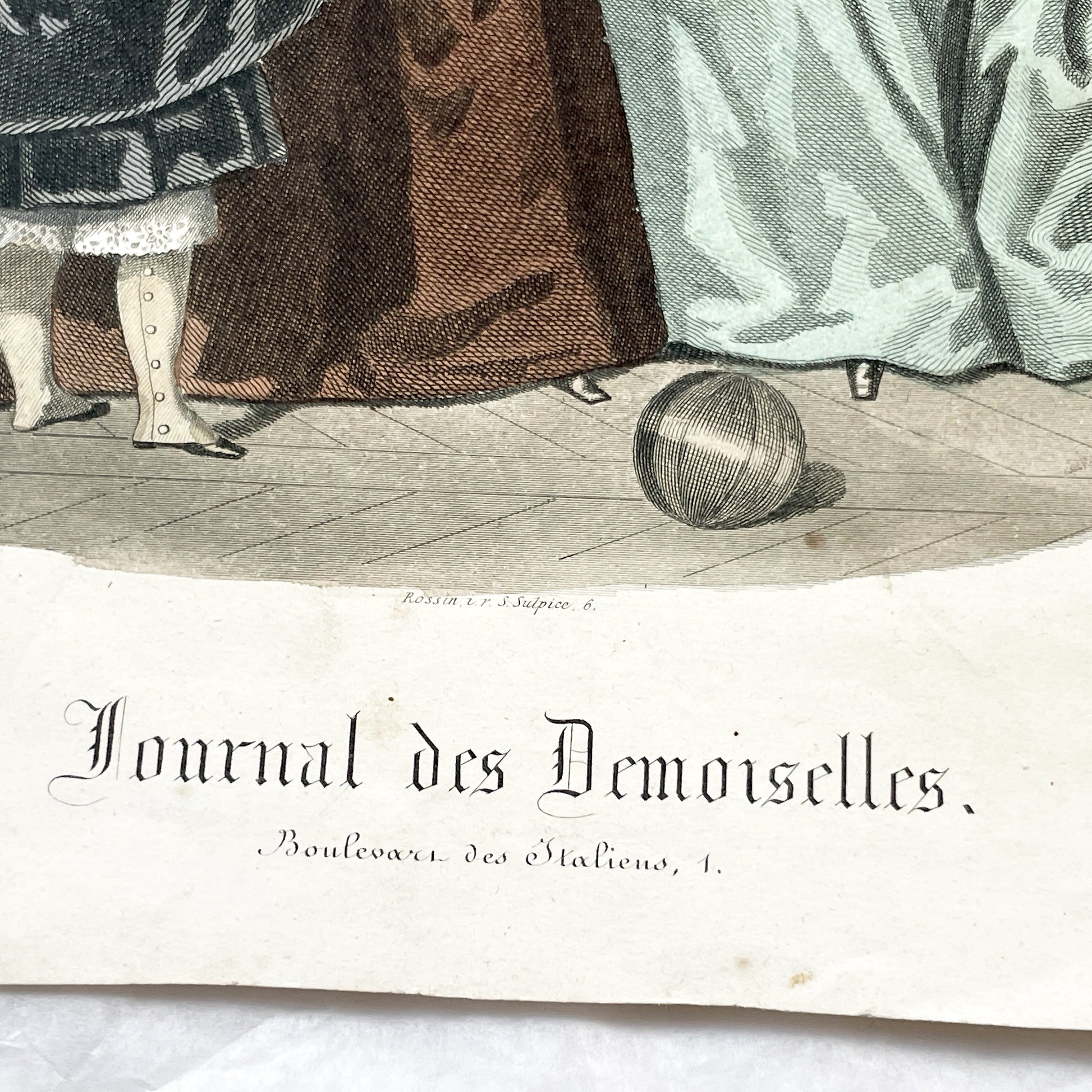 1850s - Exquisite French Fashion Plate - Journal des Demoiselles - Authentic 1853 Victorian Era Hand-Colored Print - Antique Lifestyle Art