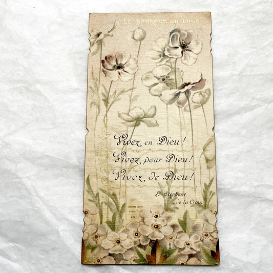 1900s - Antique Religious Prayer Card - Floral Bookmark with Gilded Accents - Devotional Art - Spiritual Keepsake - Ephemera