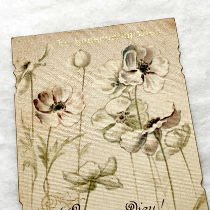 1900s - Antique Religious Prayer Card - Floral Bookmark with Gilded Accents - Devotional Art - Spiritual Keepsake - Ephemera