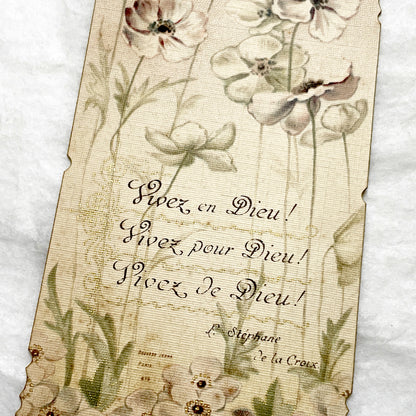 1900s - Antique Religious Prayer Card - Floral Bookmark with Gilded Accents - Devotional Art - Spiritual Keepsake - Ephemera