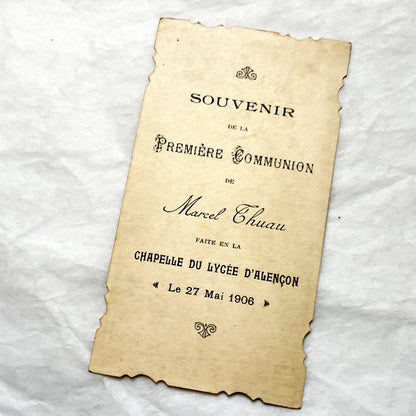1900s - Antique French First Communion Card - Religious Ephemera - Vintage Catholic Art - Lily - Chalice - Eucharist - Poitiers
