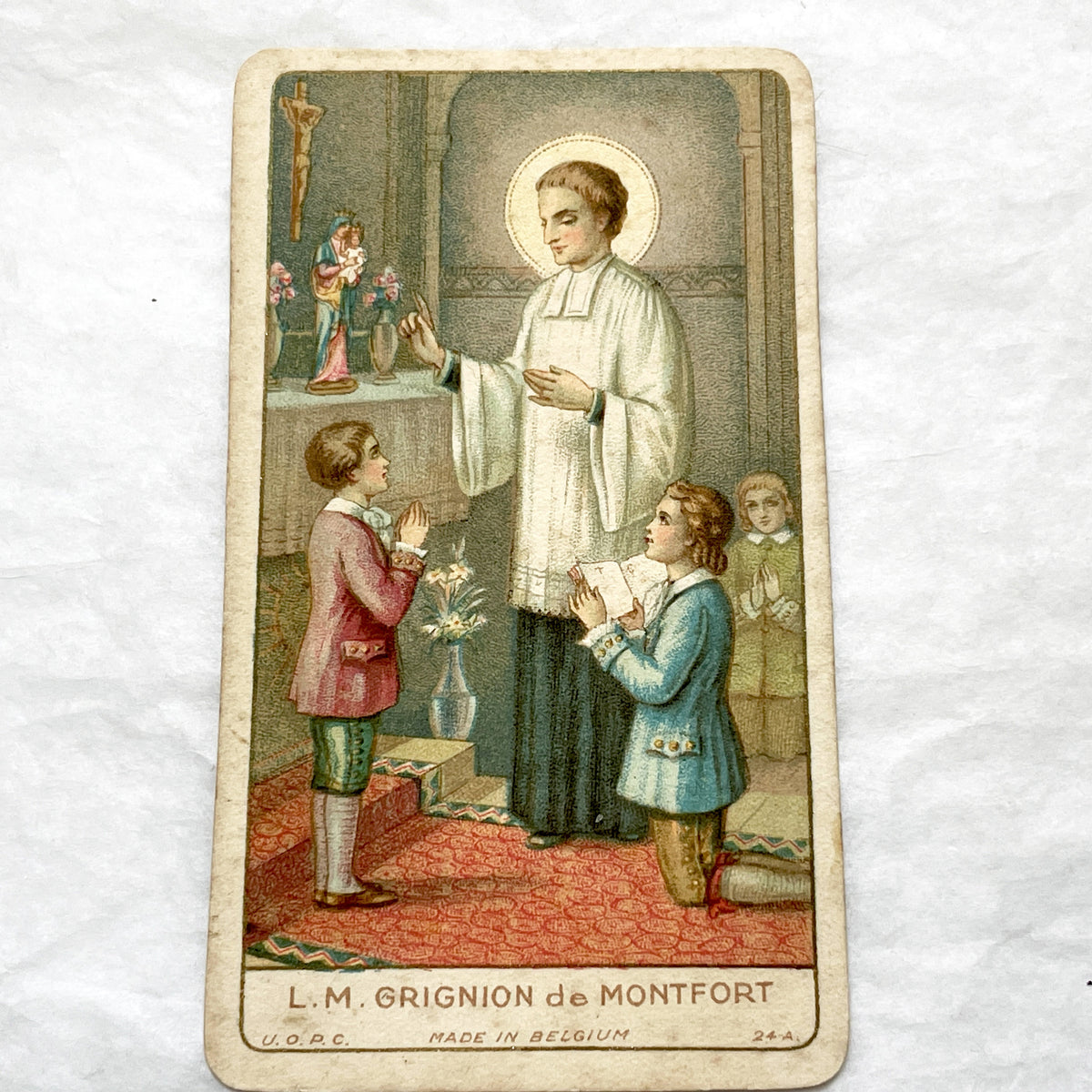 Late 19th - 4, Antique French Religious Holy Cards - Catholic Prayer Souvenirs - Chromolithography - Vintage Ephemera Collection