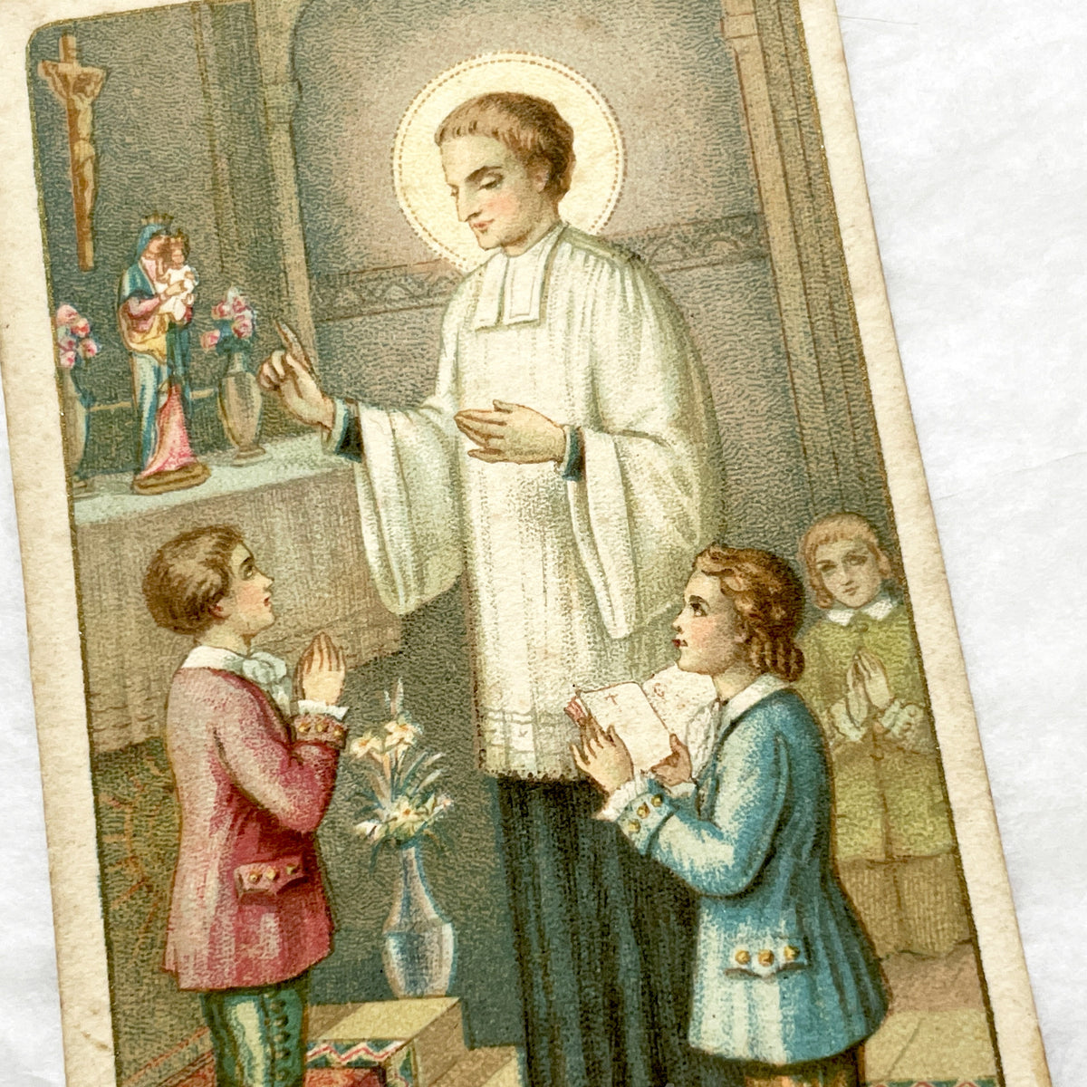 Late 19th - 4, Antique French Religious Holy Cards - Catholic Prayer Souvenirs - Chromolithography - Vintage Ephemera Collection