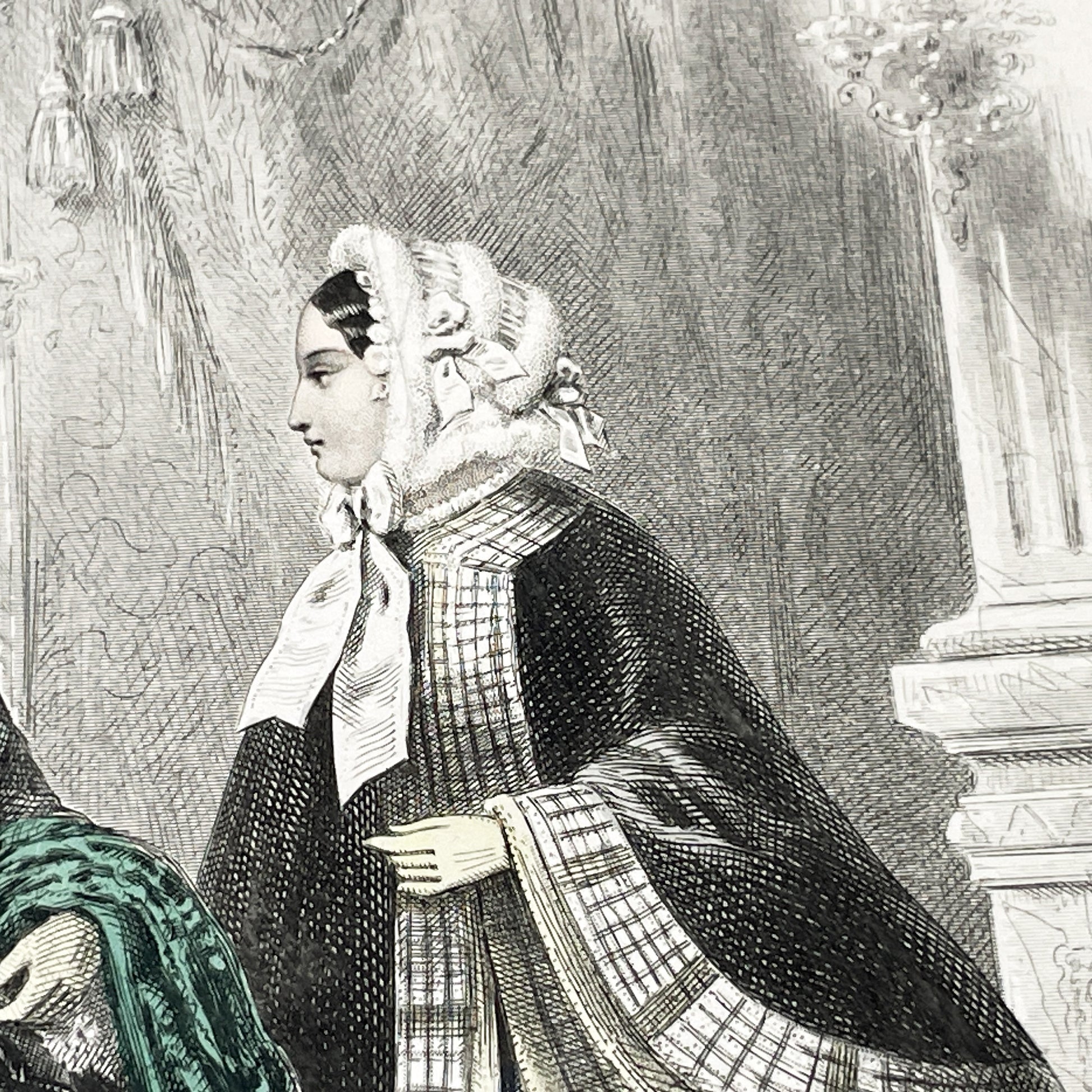 1850s - Exquisite French Fashion Plate from Journal des Demoiselles - Original Victorian Era Engraving - Elegant Ladies - Parisian Style