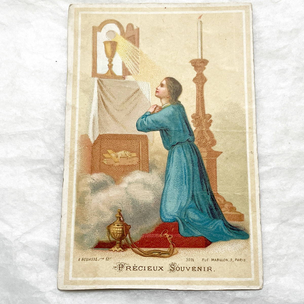 Late 19th - 4, Antique French Religious Holy Cards - Catholic Prayer Souvenirs - Chromolithography - Vintage Ephemera Collection