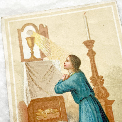 Late 19th - 4, Antique French Religious Holy Cards - Catholic Prayer Souvenirs - Chromolithography - Vintage Ephemera Collection