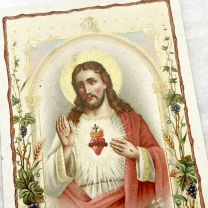 Late 19th - 4 Antique French Holy Cards - Devotional Imagery Collection - Sacred Heart - Lourdes Grotto - Marian Scenes