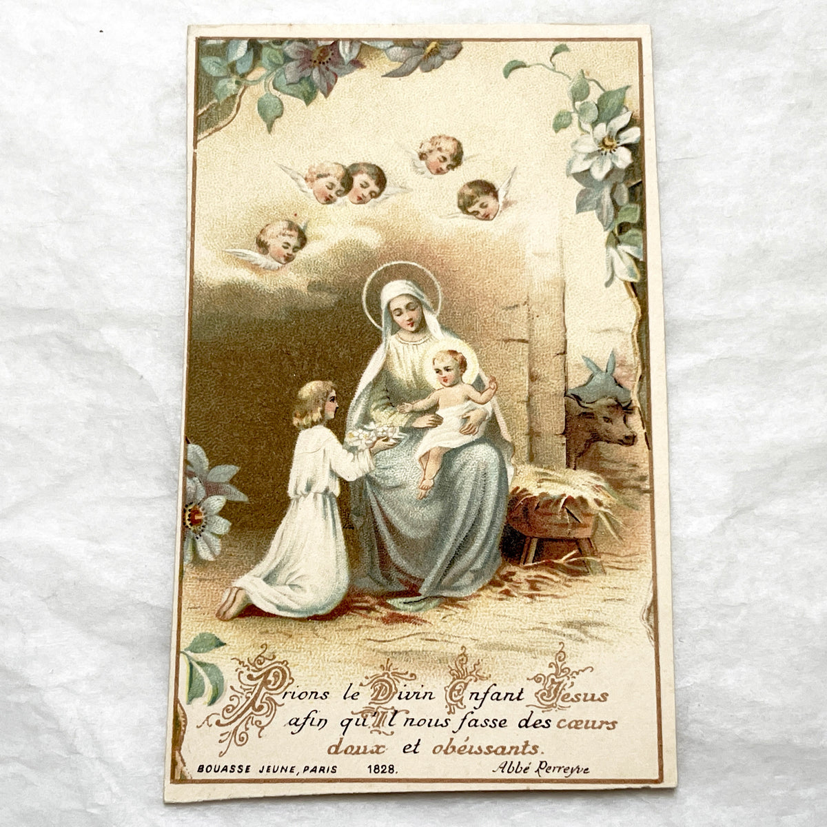 Late 19th - 4 Antique French Holy Cards - Devotional Imagery Collection - Sacred Heart - Lourdes Grotto - Marian Scenes