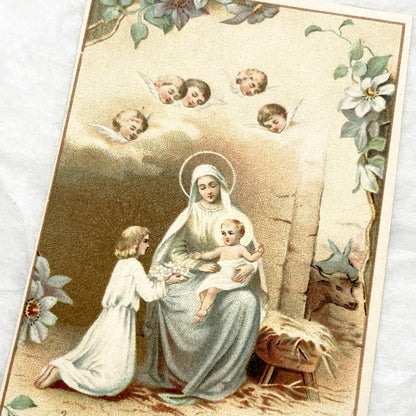 Late 19th - 4 Antique French Holy Cards - Devotional Imagery Collection - Sacred Heart - Lourdes Grotto - Marian Scenes