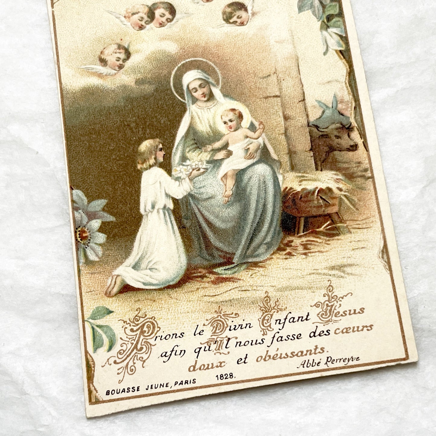 Late 19th - 4 Antique French Holy Cards - Devotional Imagery Collection - Sacred Heart - Lourdes Grotto - Marian Scenes