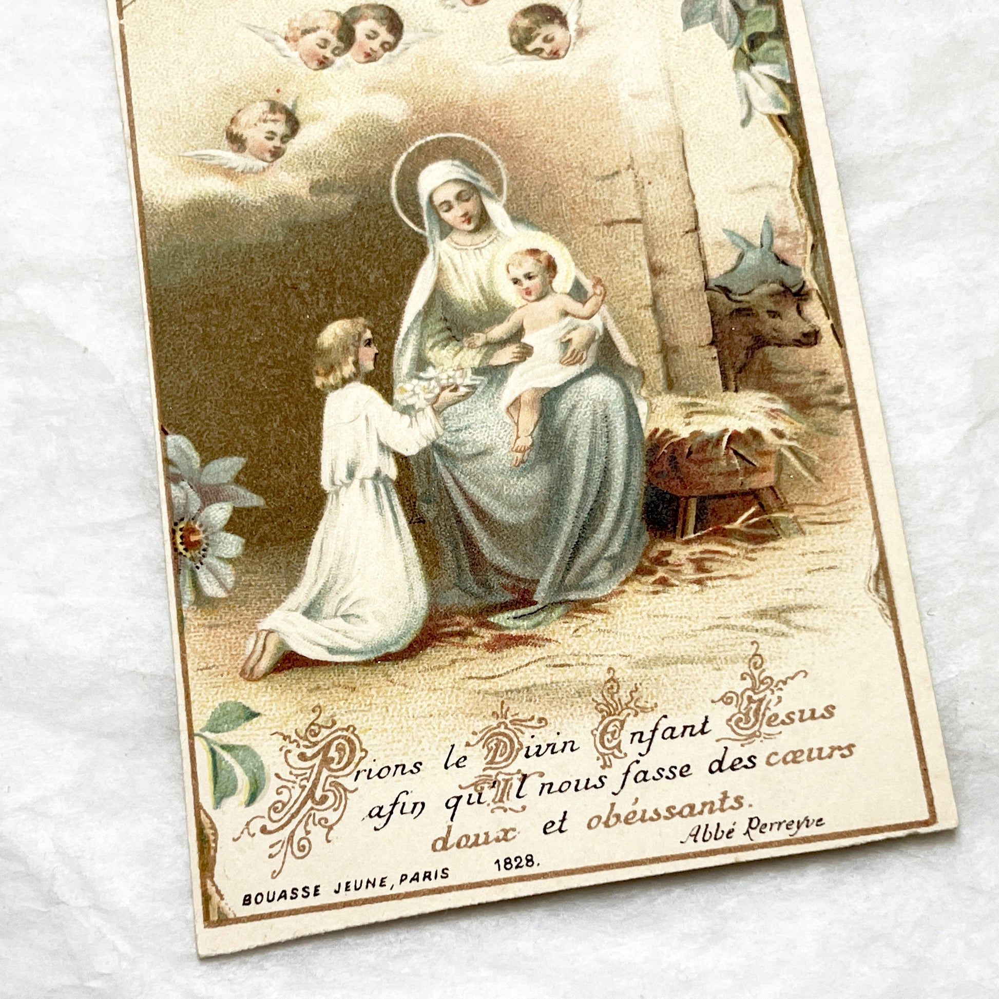 Late 19th - 4 Antique French Holy Cards - Devotional Imagery Collection - Sacred Heart - Lourdes Grotto - Marian Scenes