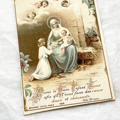 Late 19th - 4 Antique French Holy Cards - Devotional Imagery Collection - Sacred Heart - Lourdes Grotto - Marian Scenes