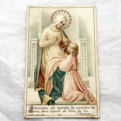 Late 19th - 4 Antique French Holy Cards - Devotional Imagery Collection - Sacred Heart - Lourdes Grotto - Marian Scenes