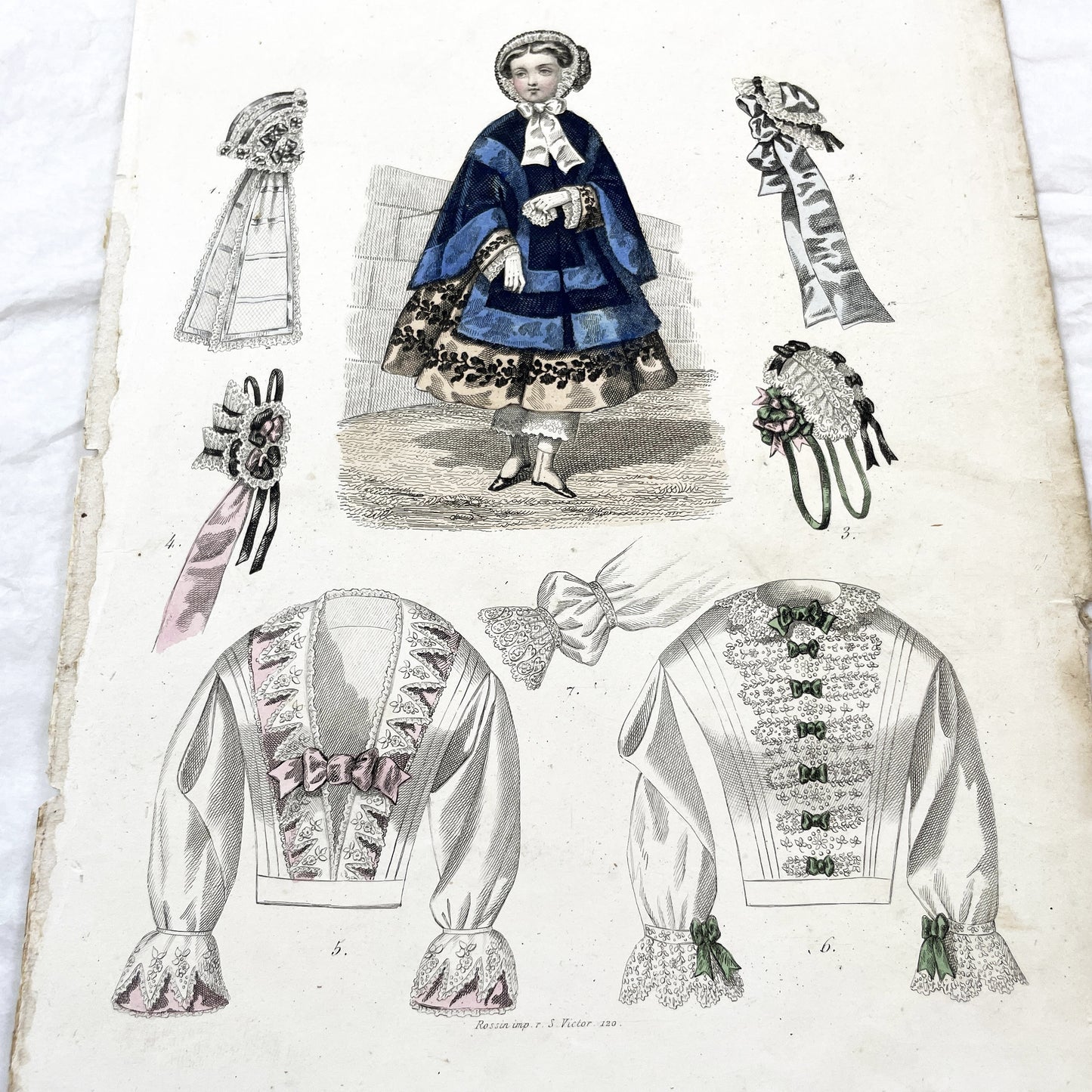 1850s - Journal des Demoiselles - Original French Fashion Print - Hand-Colored Engraving - Children's and Women's Styles - Parisian Elegance