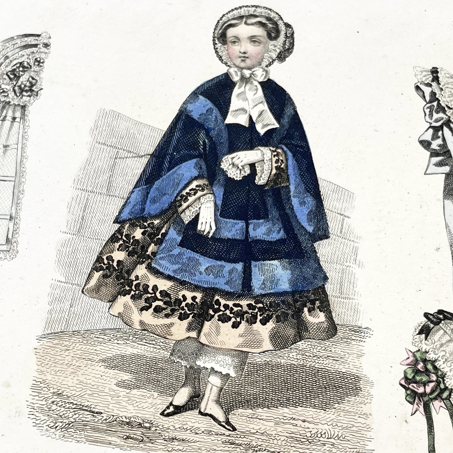 1850s - Journal des Demoiselles - Original French Fashion Print - Hand-Colored Engraving - Children's and Women's Styles - Parisian Elegance