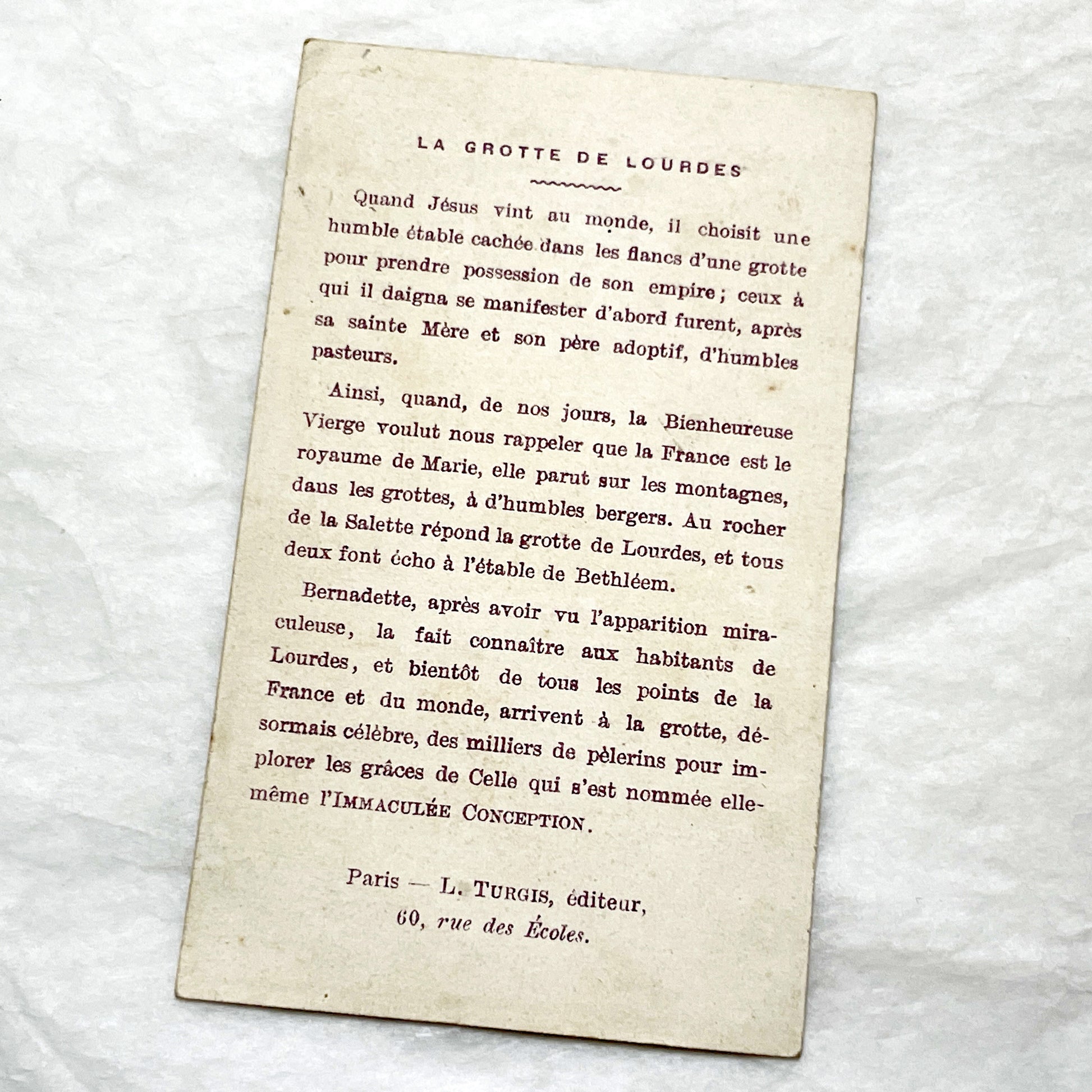 Late 19th - 4 Antique French Holy Cards - Devotional Imagery Collection - Sacred Heart - Lourdes Grotto - Marian Scenes