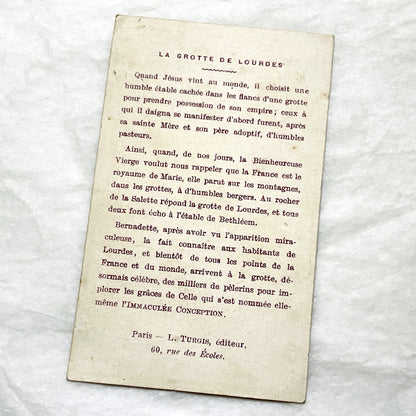 Late 19th - 4 Antique French Holy Cards - Devotional Imagery Collection - Sacred Heart - Lourdes Grotto - Marian Scenes