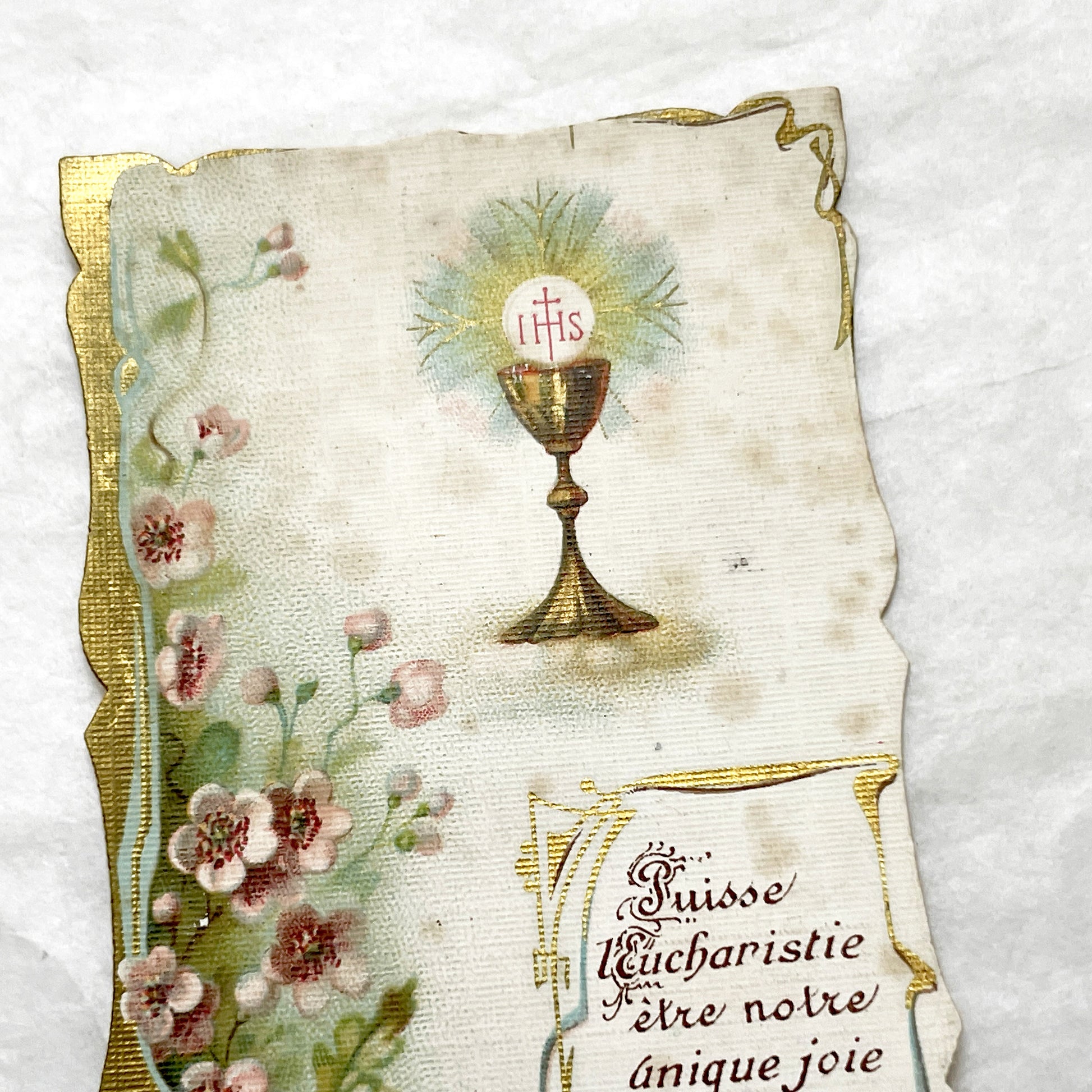 1910s - 4 Vintage French Religious Holy Cards - Jesus Christ Eucharist Devotional Prayer Art - First Communion Easter Christmas