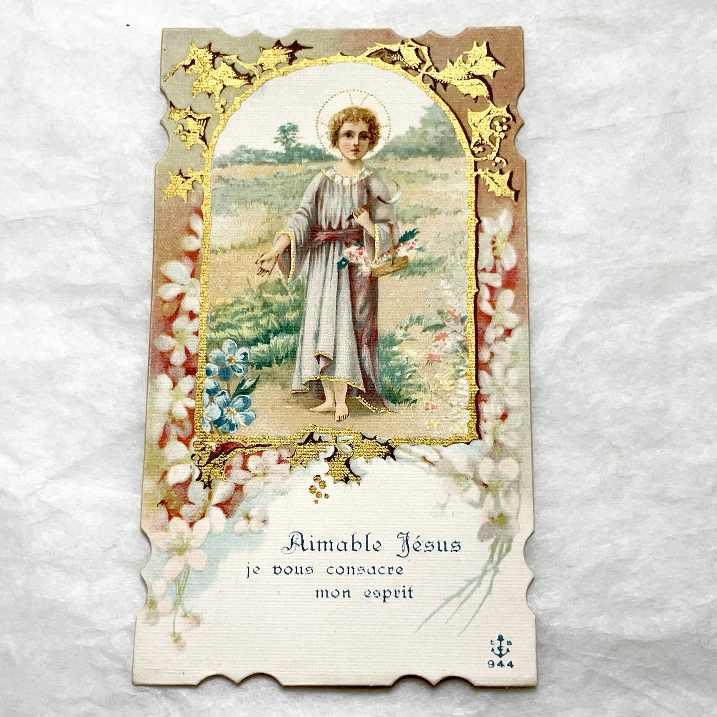 1910s - 4 Vintage French Religious Holy Cards - Jesus Christ Eucharist Devotional Prayer Art - First Communion Easter Christmas