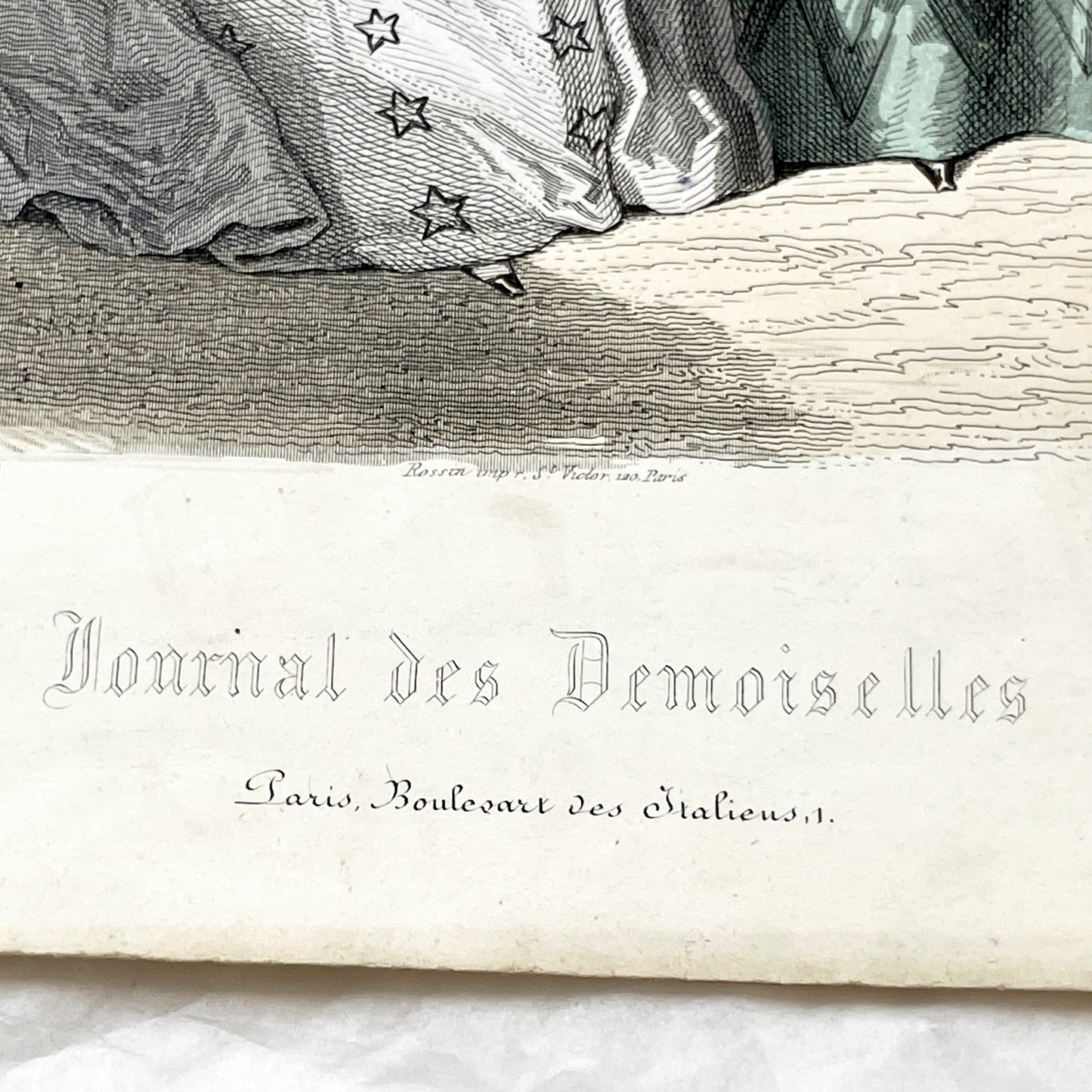 1850s - Exquisite Original French Fashion Plate - Journal des Demoiselles - Hand-Colored Lithograph Print - Parisian High Society Style