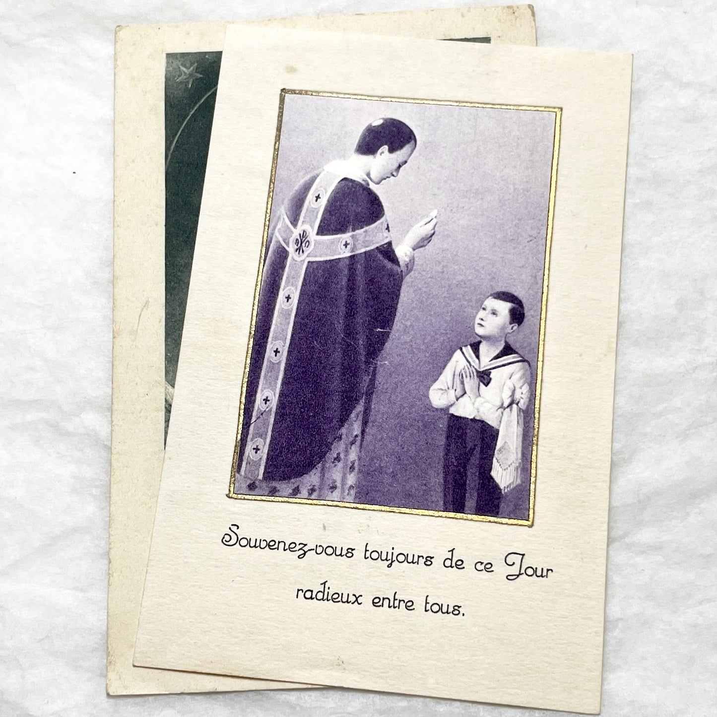 1940s - 5 Vintage French Religious Holy Cards Collection - Catholic Prayer Card Art - Saints - Lourdes - Communion - Devotional Ephemera