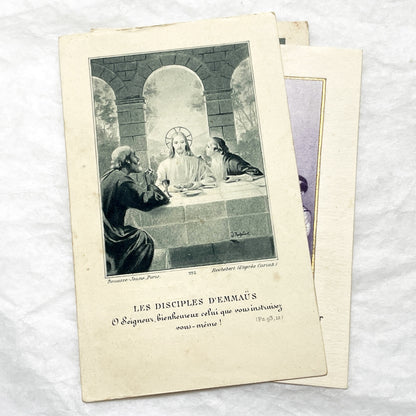 1940s - 5 Vintage French Religious Holy Cards Collection - Catholic Prayer Card Art - Saints - Lourdes - Communion - Devotional Ephemera