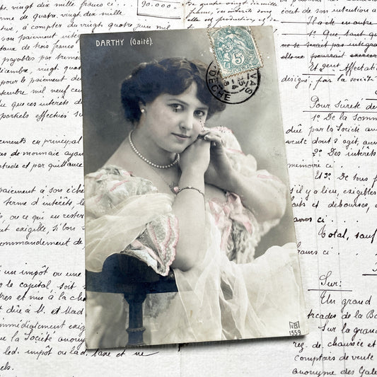 1900s - Darthy Actress Postcard - Théâtre De La Gaîté - Belle Époque French Portrait Photography Collectible Vintage Ephemera