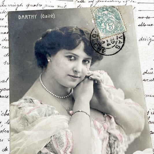 1900s - Darthy Actress Postcard - Théâtre De La Gaîté - Belle Époque French Portrait Photography Collectible Vintage Ephemera