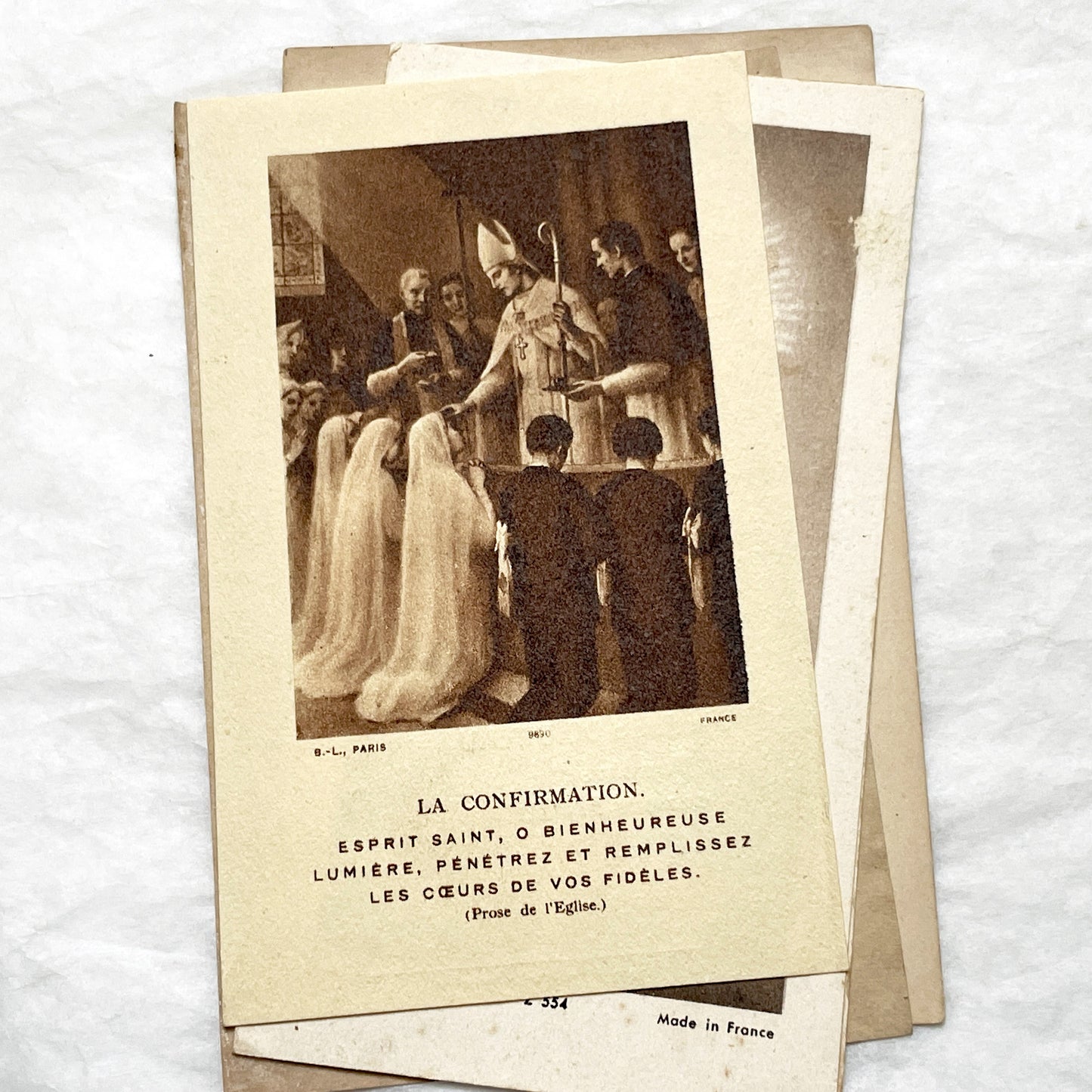 1940s - 6 Vintage French Religious Cards - Catholic Sacraments - Communion & Confirmation Souvenirs - Devotional Art Collectibles