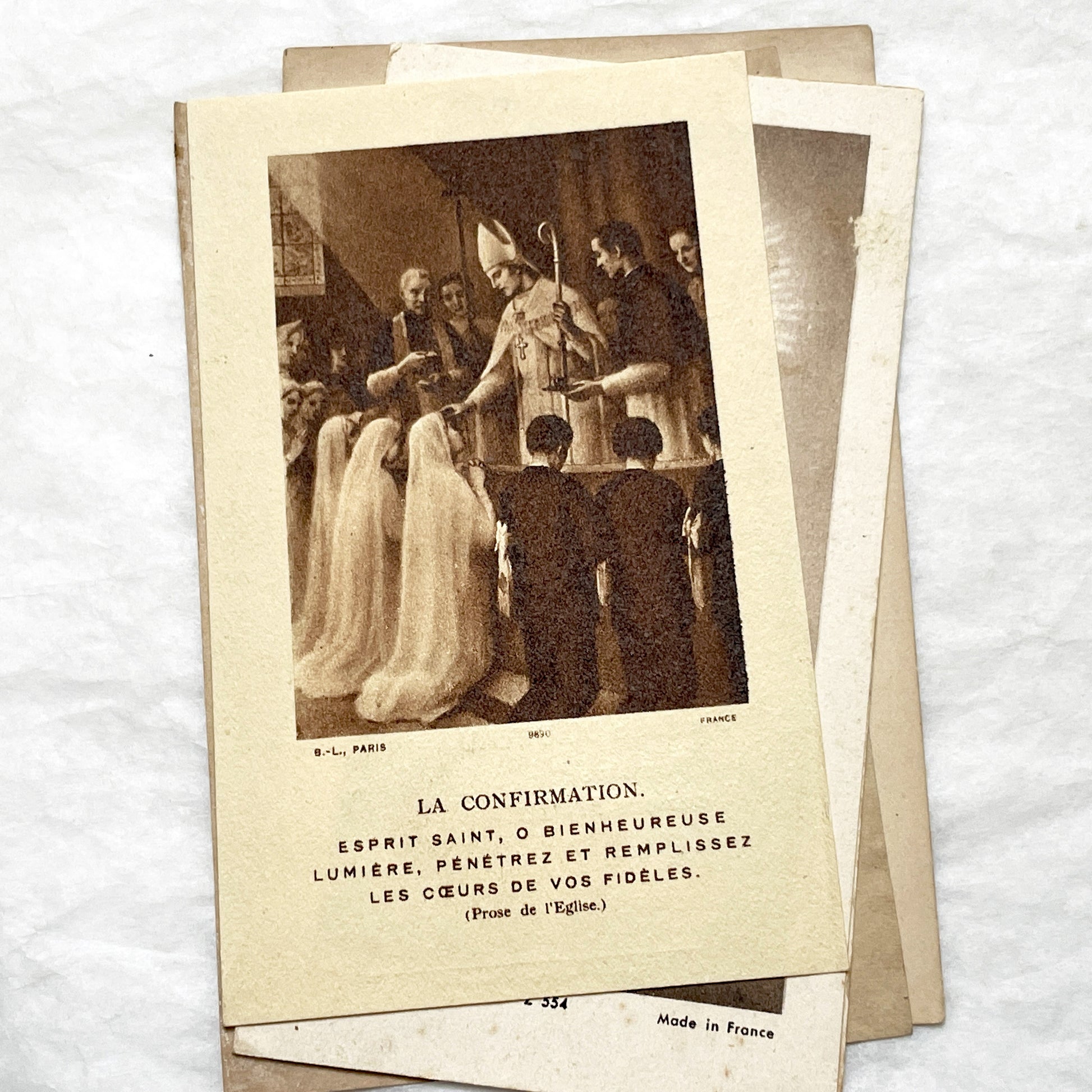 1940s - 6 Vintage French Religious Cards - Catholic Sacraments - Communion & Confirmation Souvenirs - Devotional Art Collectibles