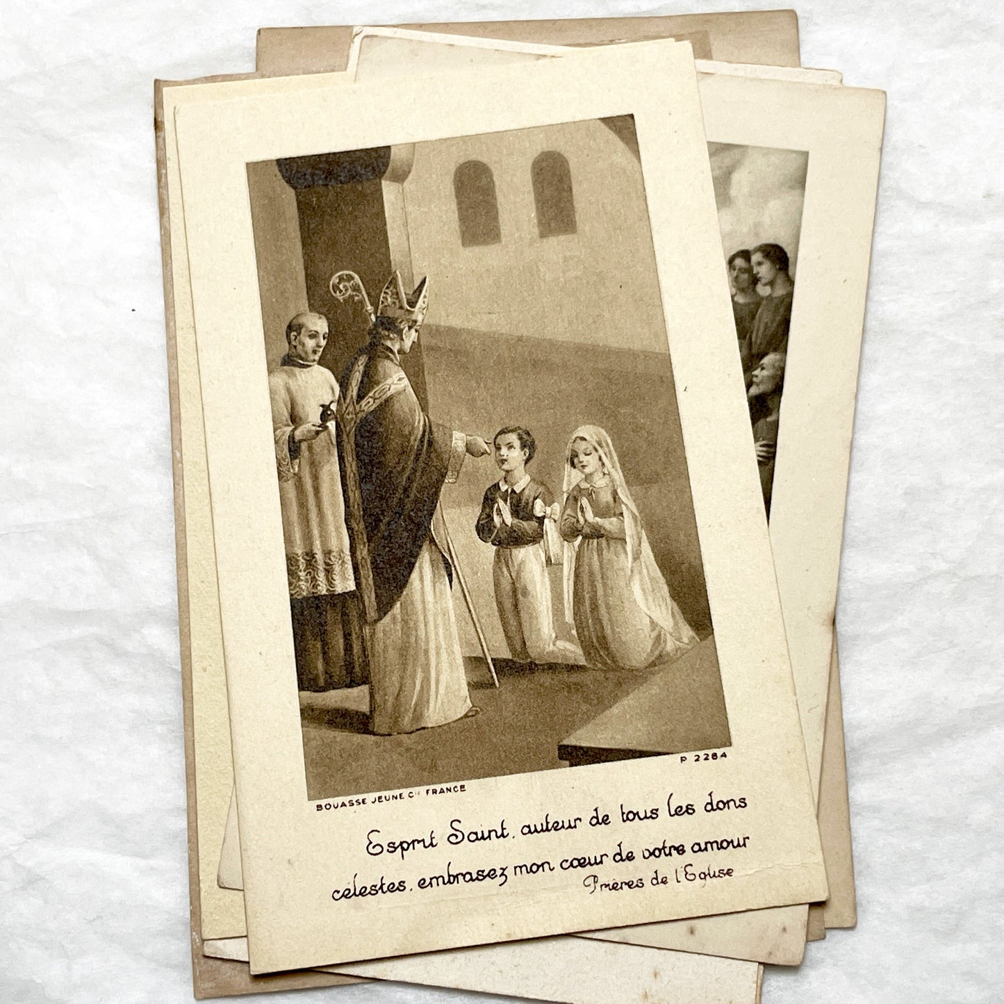 1940s - 6 Vintage French Religious Cards - Catholic Sacraments - Communion & Confirmation Souvenirs - Devotional Art Collectibles