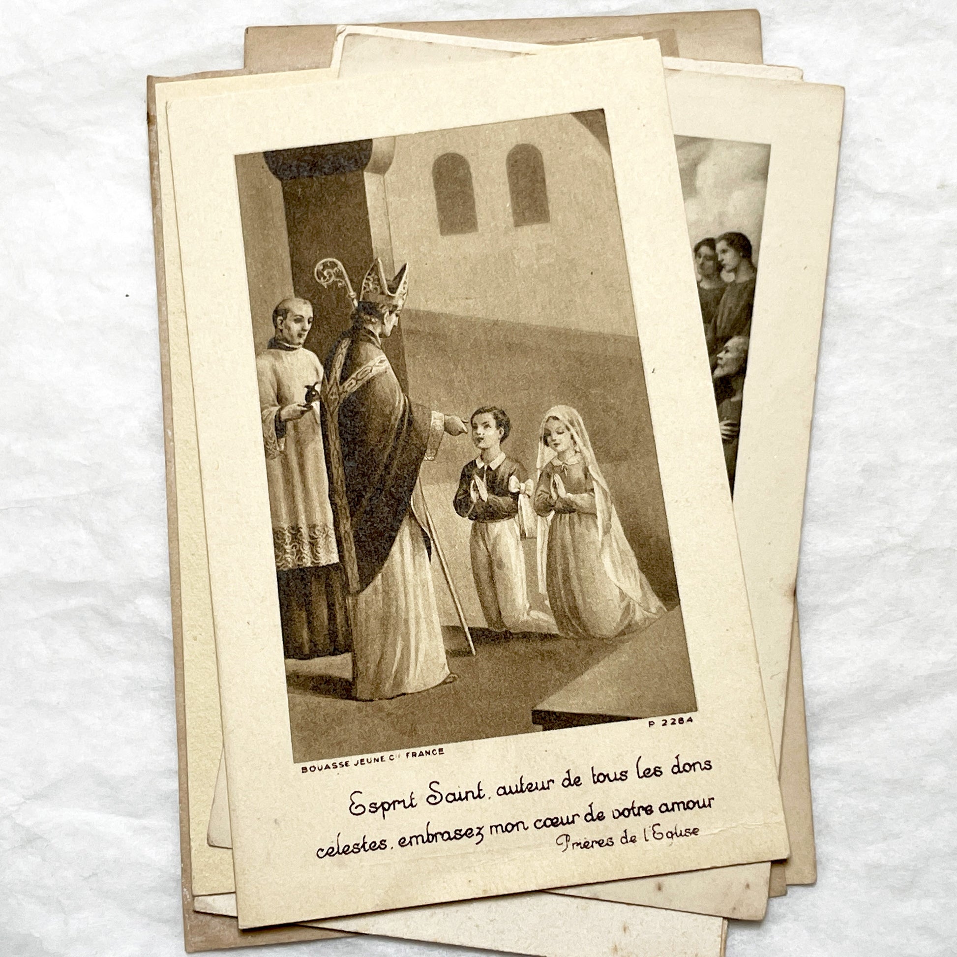 1940s - 6 Vintage French Religious Cards - Catholic Sacraments - Communion & Confirmation Souvenirs - Devotional Art Collectibles