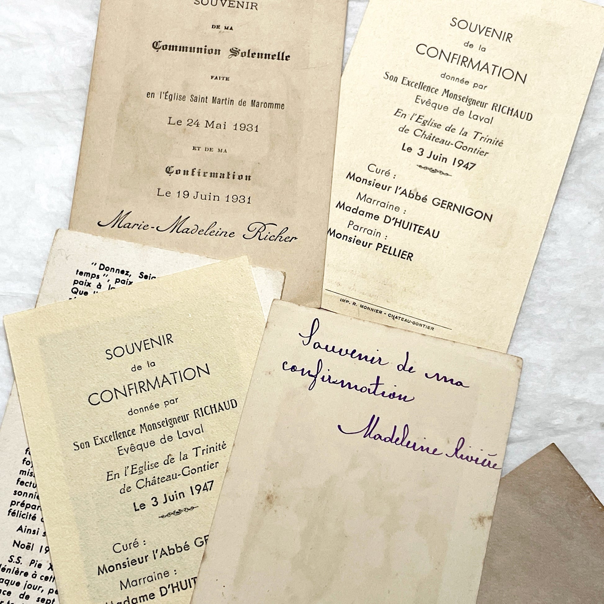 1940s - 6 Vintage French Religious Cards - Catholic Sacraments - Communion & Confirmation Souvenirs - Devotional Art Collectibles