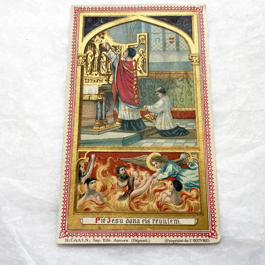 Late 19th - Antique Religious Prayer Cards - Vintage Catholic Devotional Artwork - Purgatory Souls - Our Lady - Church Memorabilia