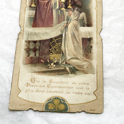 1920s - 4 French Religious Prayer Cards - Vintage Catholic Chromolithographs - First Communion, Saints, Virgin Mary - Devotional Art