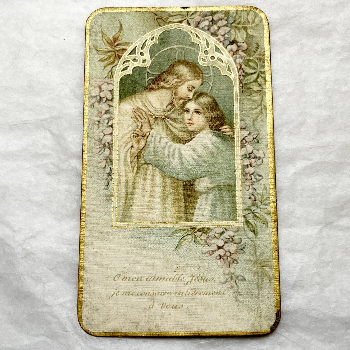 1920s - 4 French Religious Prayer Cards - Vintage Catholic Chromolithographs - First Communion, Saints, Virgin Mary - Devotional Art