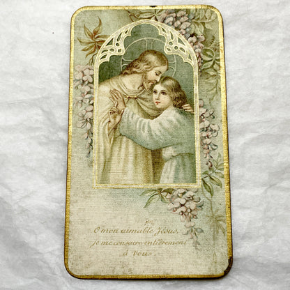 1920s - 4 French Religious Prayer Cards - Vintage Catholic Chromolithographs - First Communion, Saints, Virgin Mary - Devotional Art