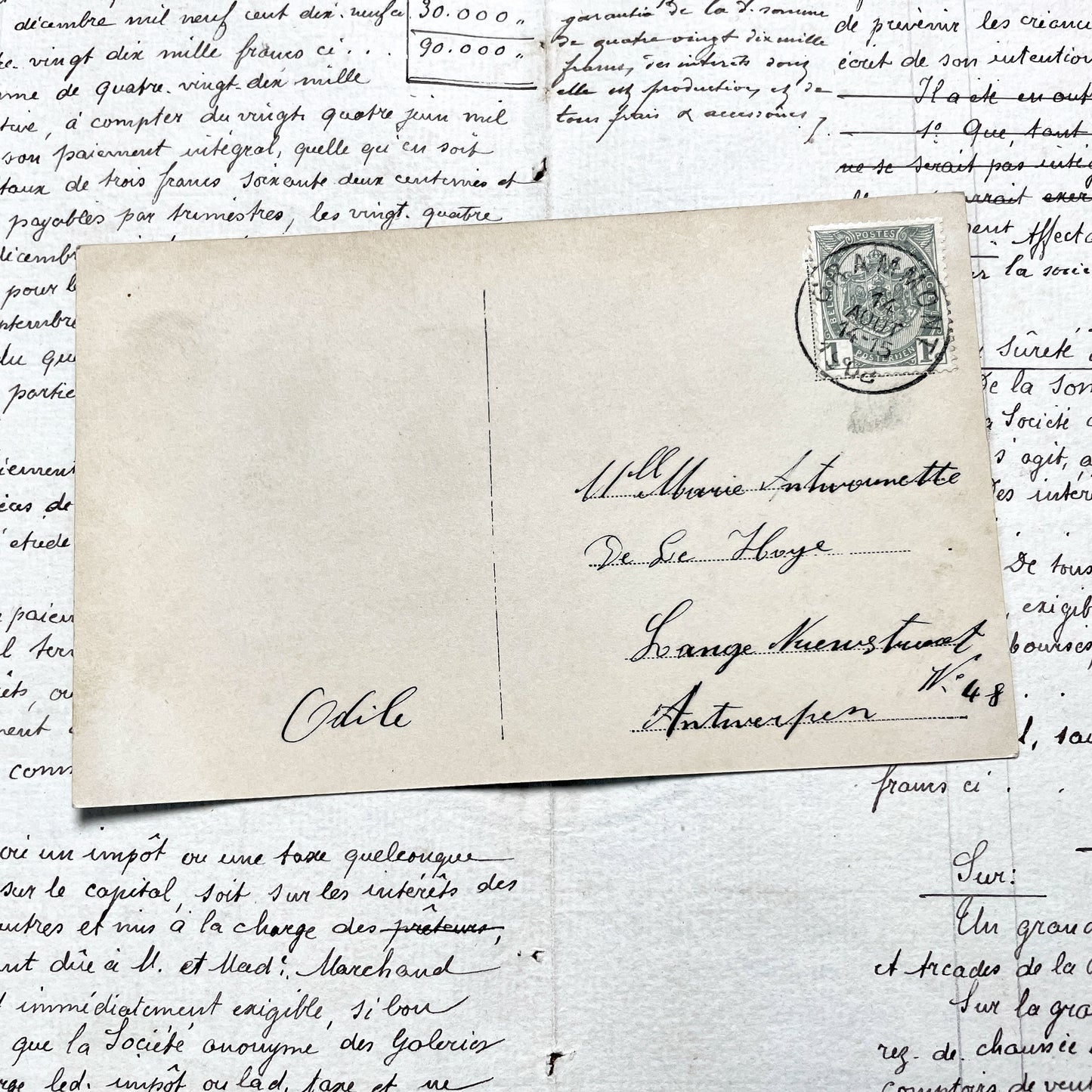 1900s - Vintage French Postcard - Young Girl with Doves - Barefoot Child Portrait - Antique Photo - Vive Marie - Innocence - Floral Scene